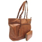 019-BROWN VEGAN LEATHER PURSE WITH WALLET
